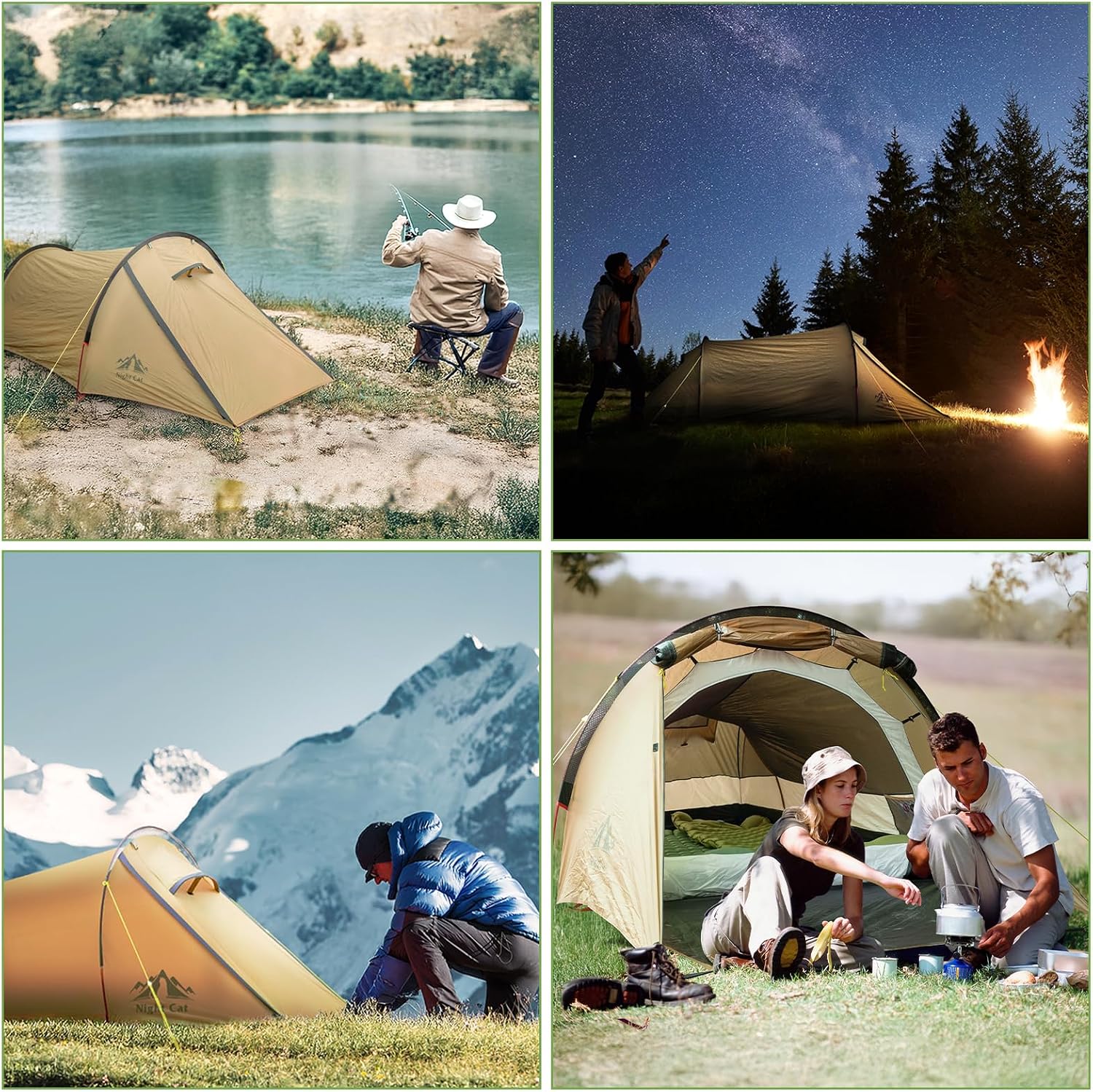 Night Cat 1 2 Person Tunnel Tent: Ultralight Backpacking Tent Silnylon 15D PU5000MM Waterproof for Camping Travel Wild - Image 8