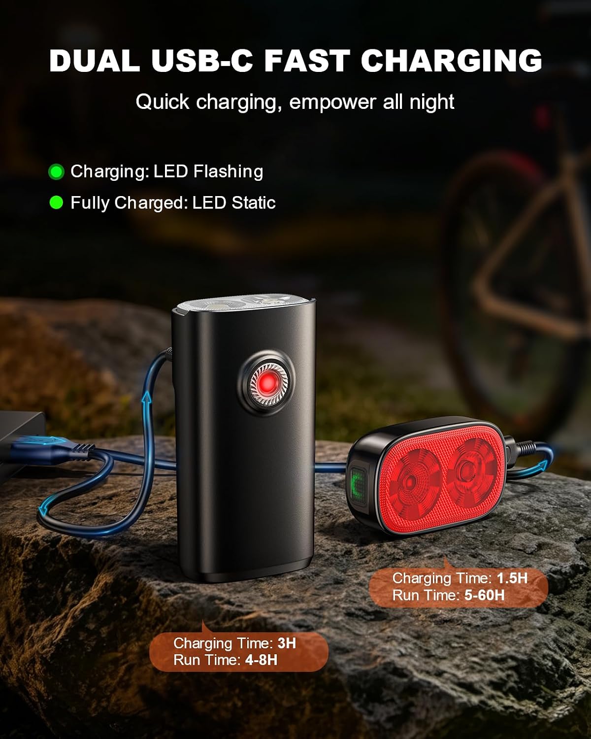 Mohard 1000LM Bike Lights with Smart Indicator, Aluminum Alloy Durable - Image 6