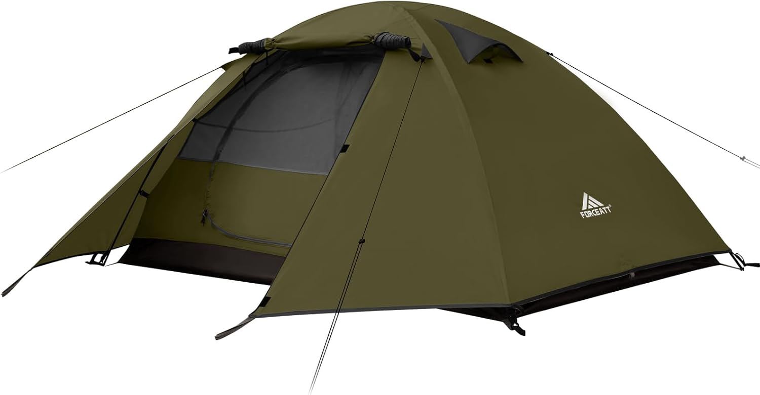 Forceatt Tent, 2-4 Man Tent for Camping, Easy Setup Lightweight Two Doors PU3000mm Waterproof Dome Tent, Windproof Instant Outdoor Tent Suitable for Traveling, Beach, Camping, Hiking, Mountaineering