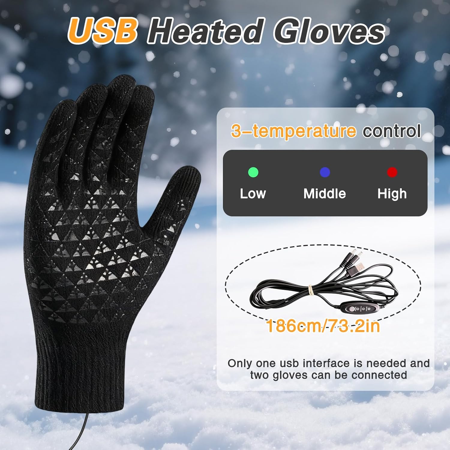 USB Heated Gloves Thermal Heating Finger Gloves - Image 3
