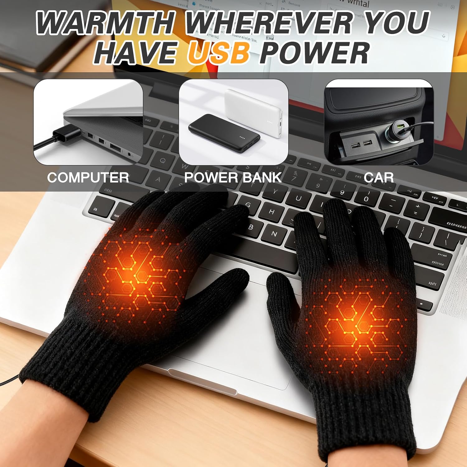 USB Heated Gloves Thermal Heating Finger Gloves - Image 4