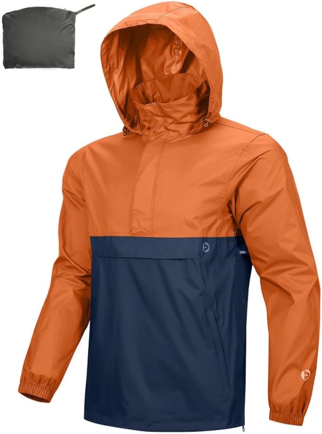 Outdoor Ventures Men's Waterproof Rain Jacket Packable Hooded Pullover