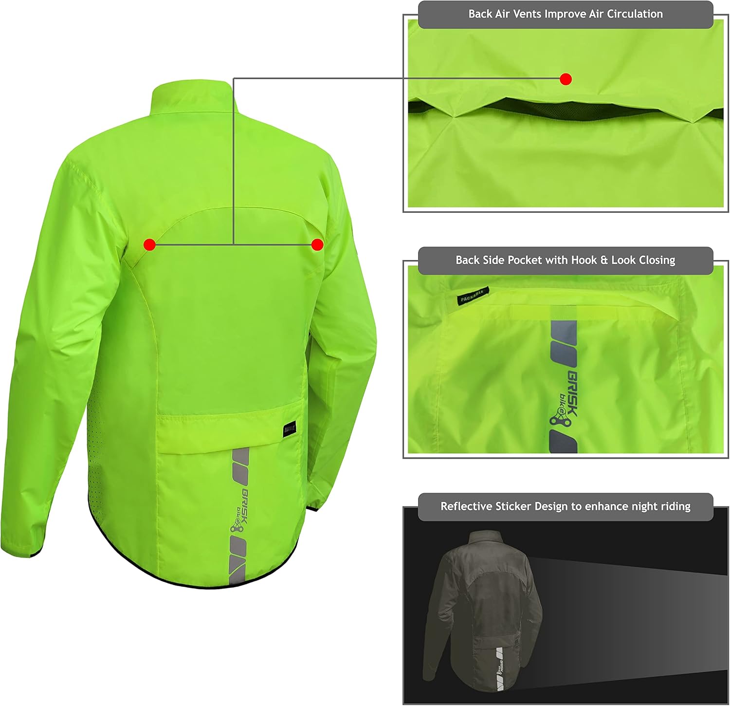 Brisk Bike Cycling Rain Jackets - Image 3