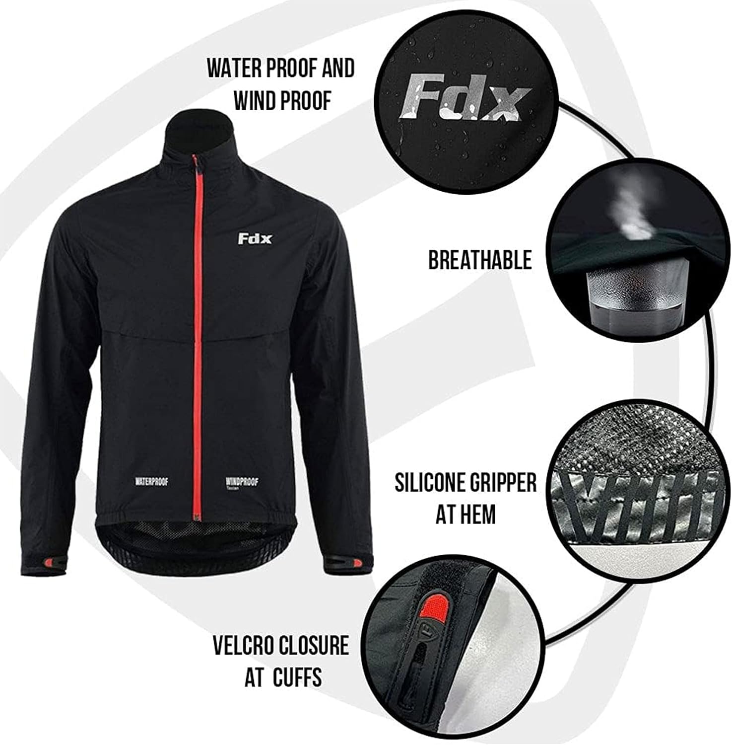 FDX Men's Waterproof Cycling Jacket - Image 3