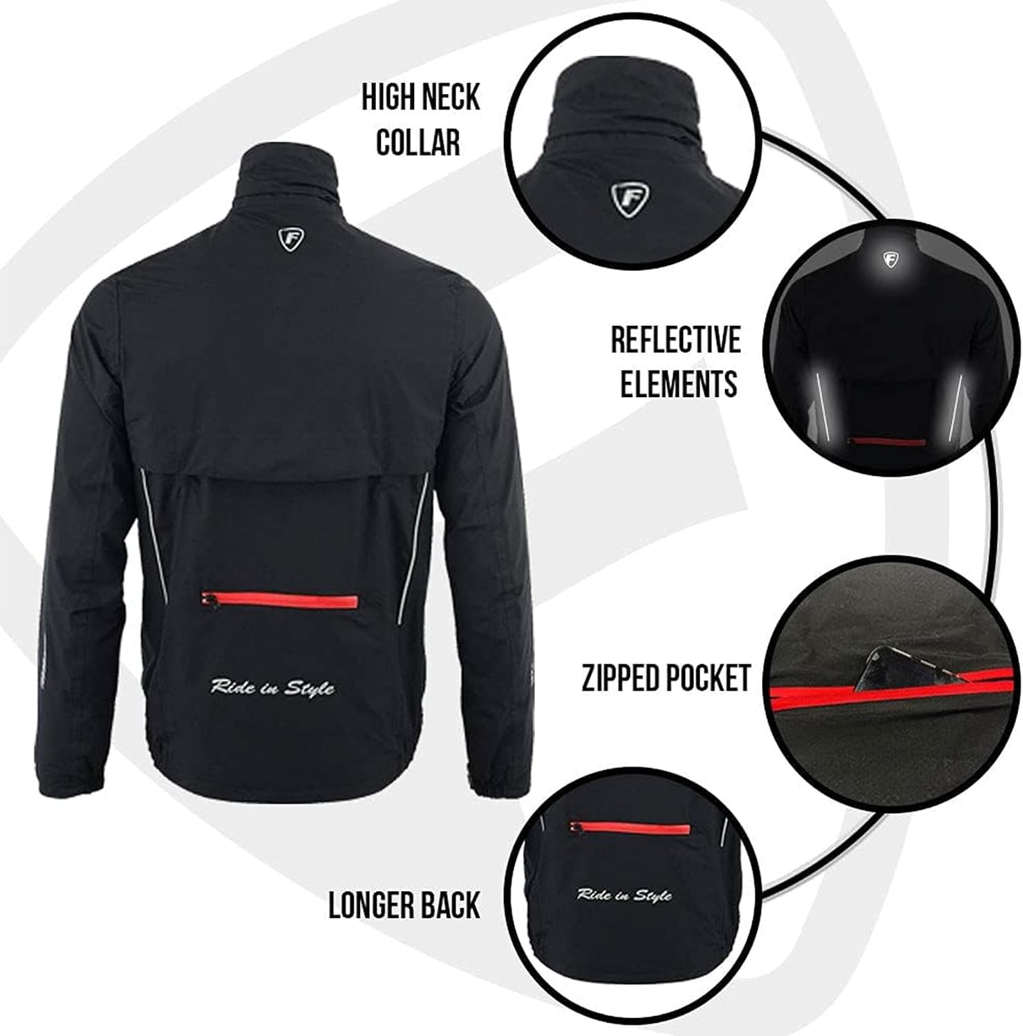 FDX Men's Waterproof Cycling Jacket - Image 4