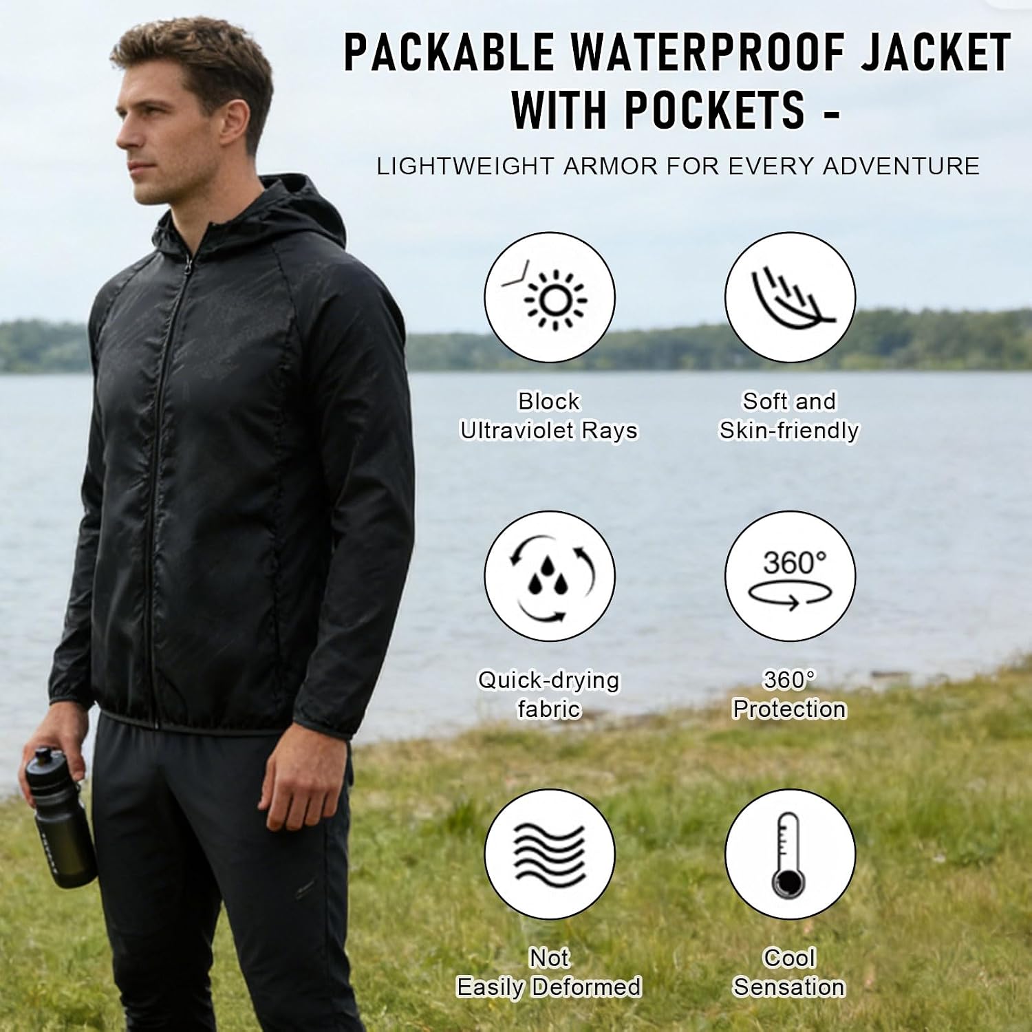 Men's Lightweight Waterproof Jacket with Pockets - Image 3