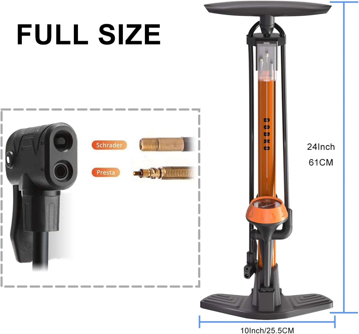 GOBKO Bike Pump Bicycle Floor Air Pump - Image 2
