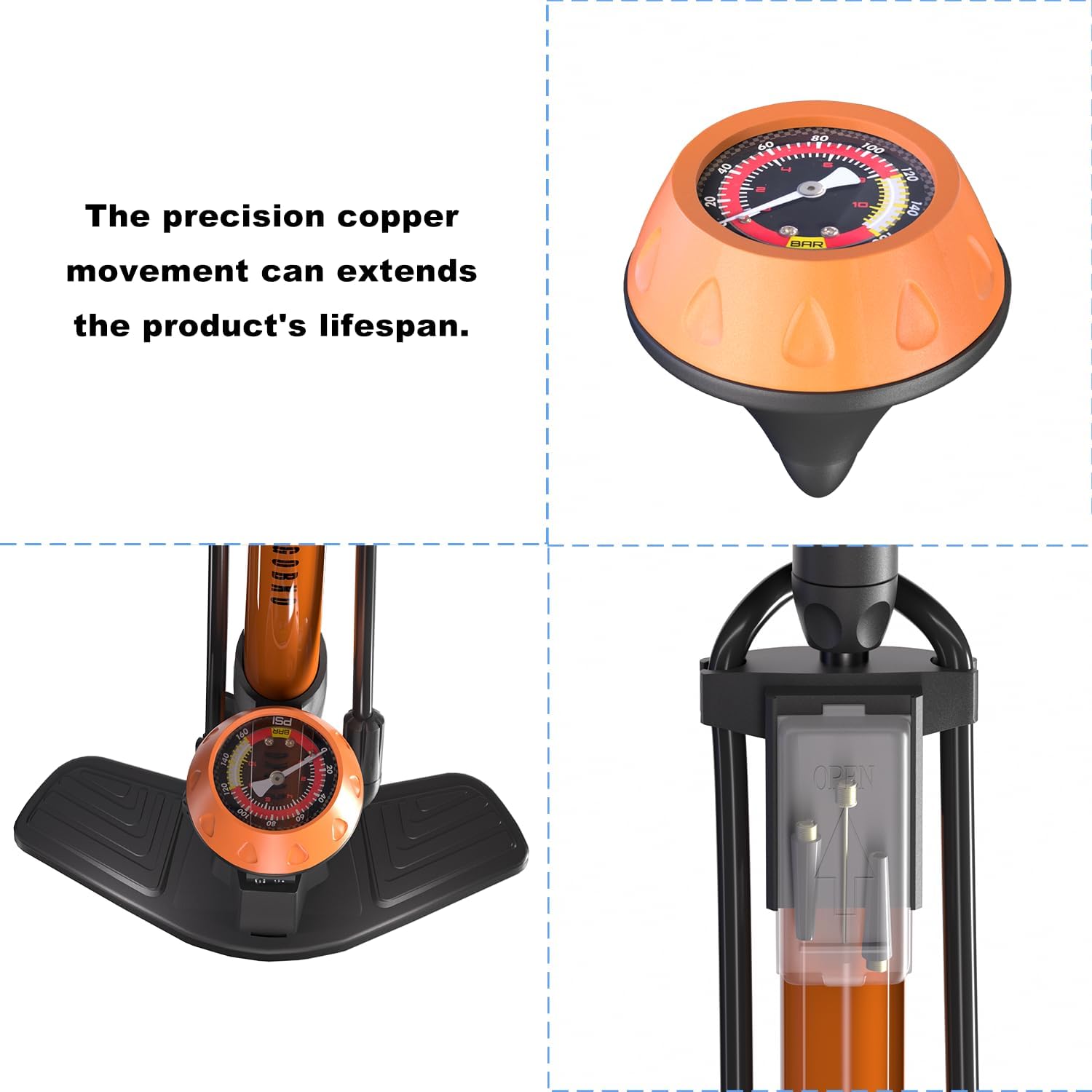 GOBKO Bike Pump Bicycle Floor Air Pump - Image 3