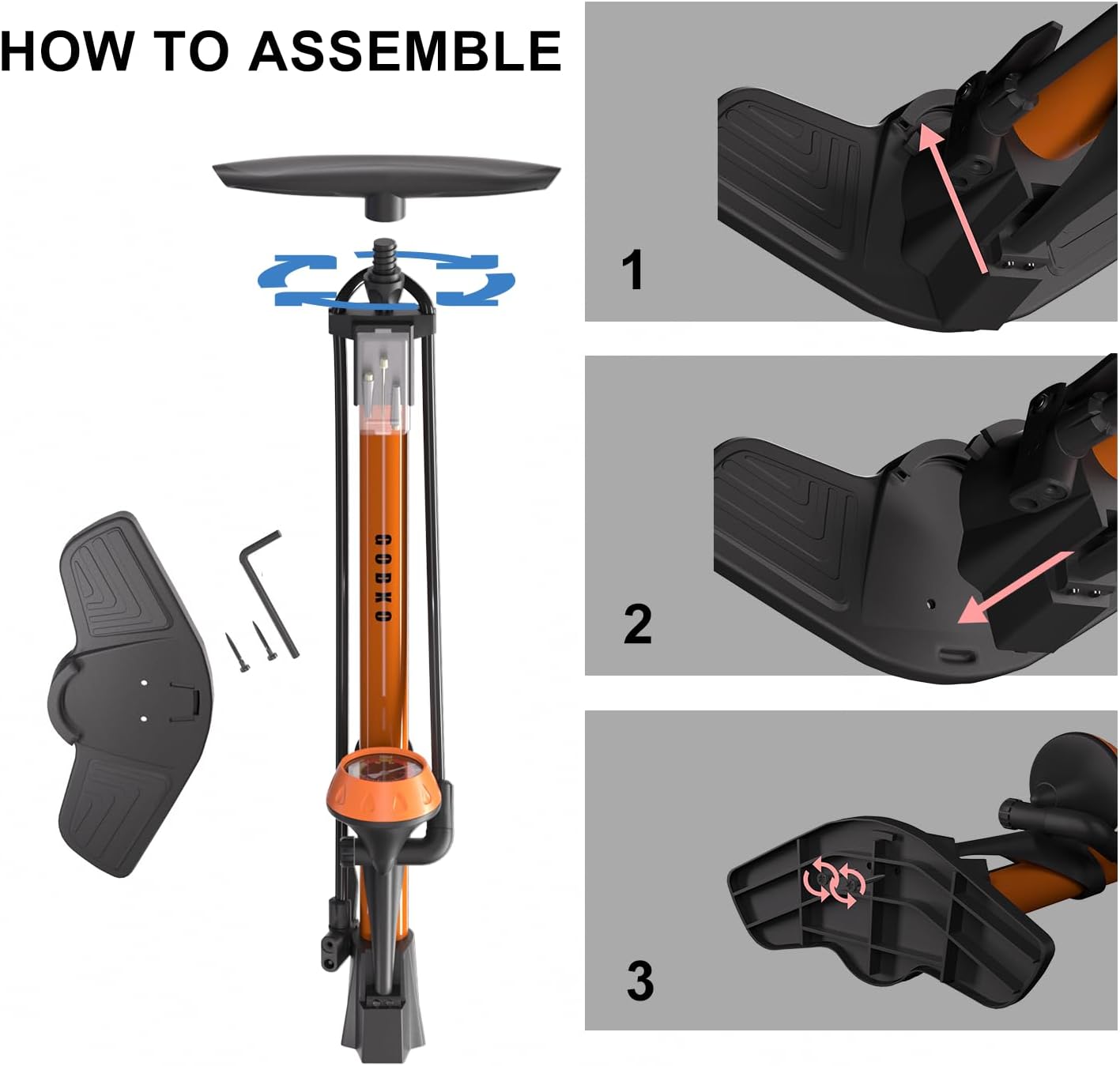 GOBKO Bike Pump Bicycle Floor Air Pump - Image 4