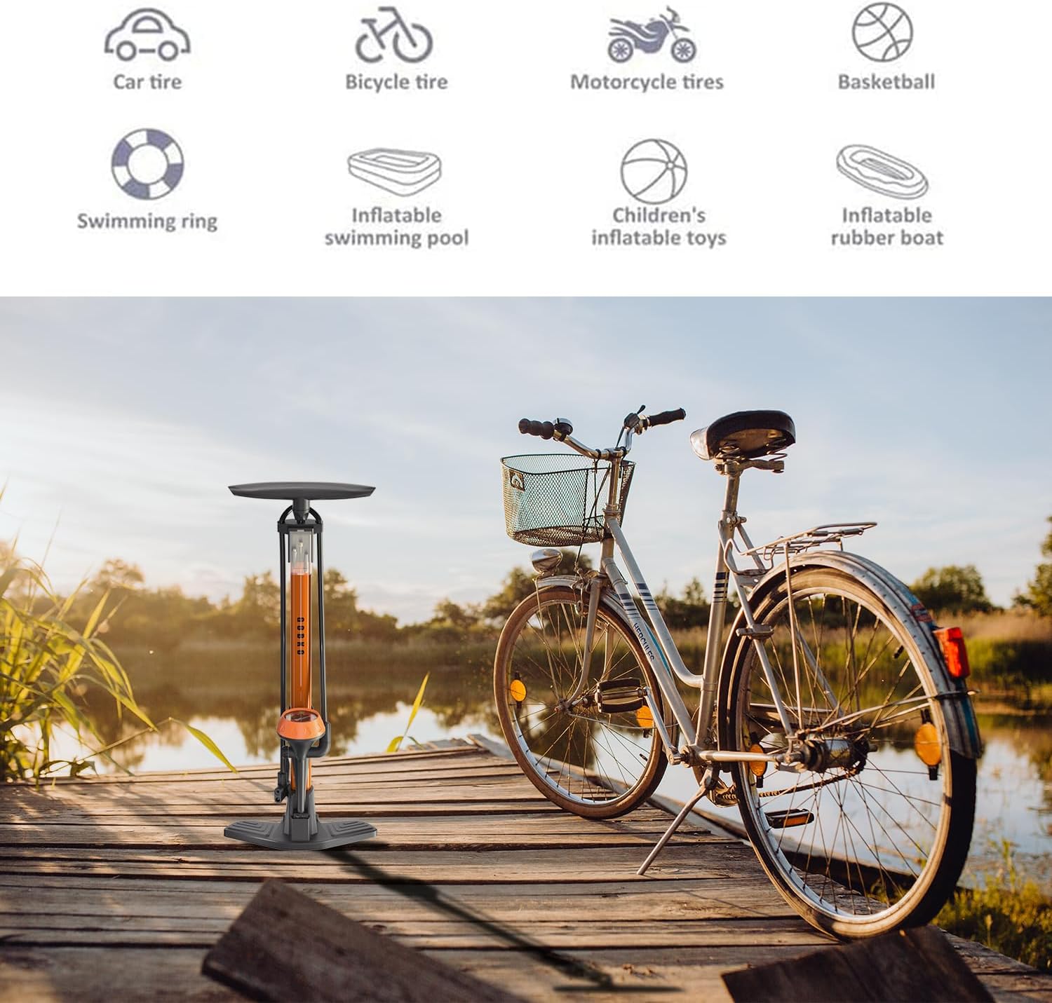 GOBKO Bike Pump Bicycle Floor Air Pump - Image 5