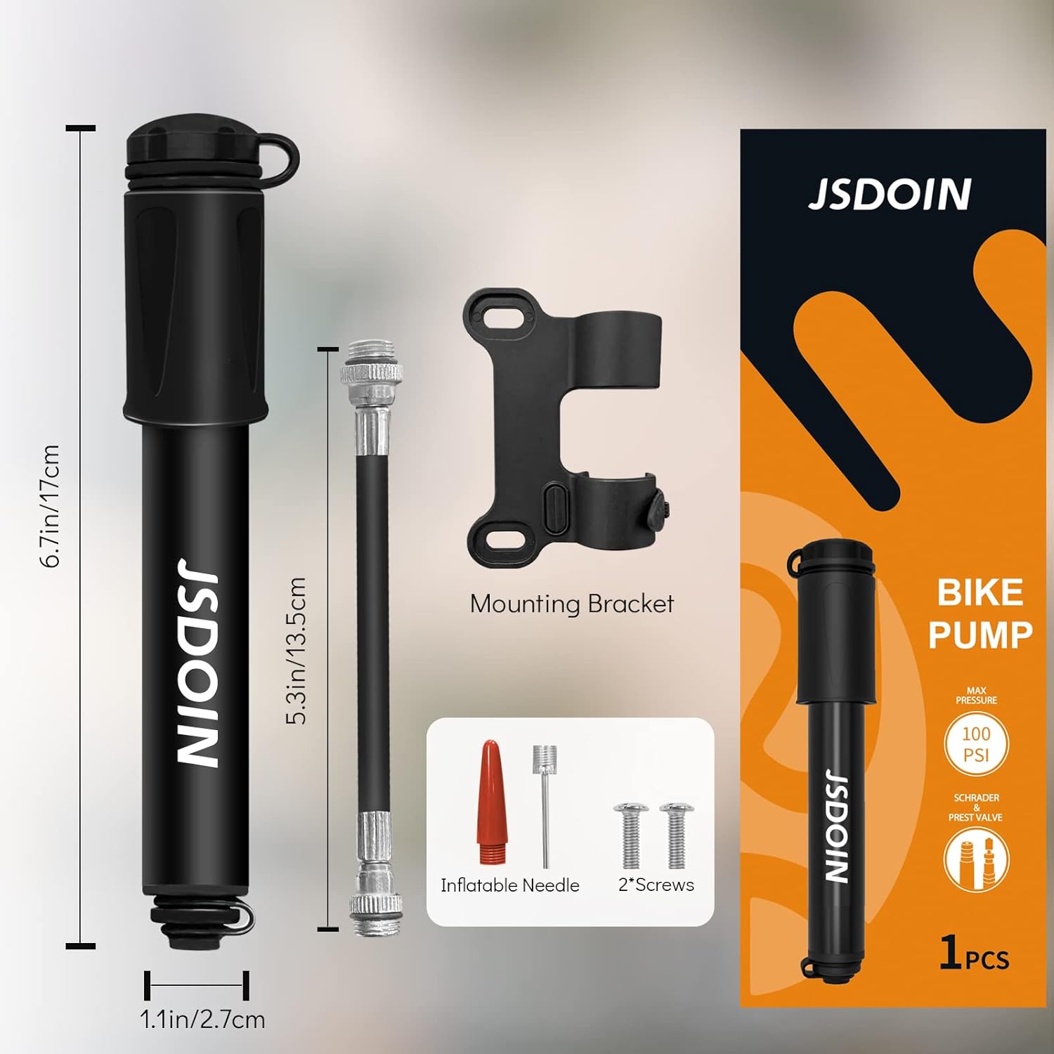 Jsdoin Portable Mini Bike Pump Fast Inflation - Image 3