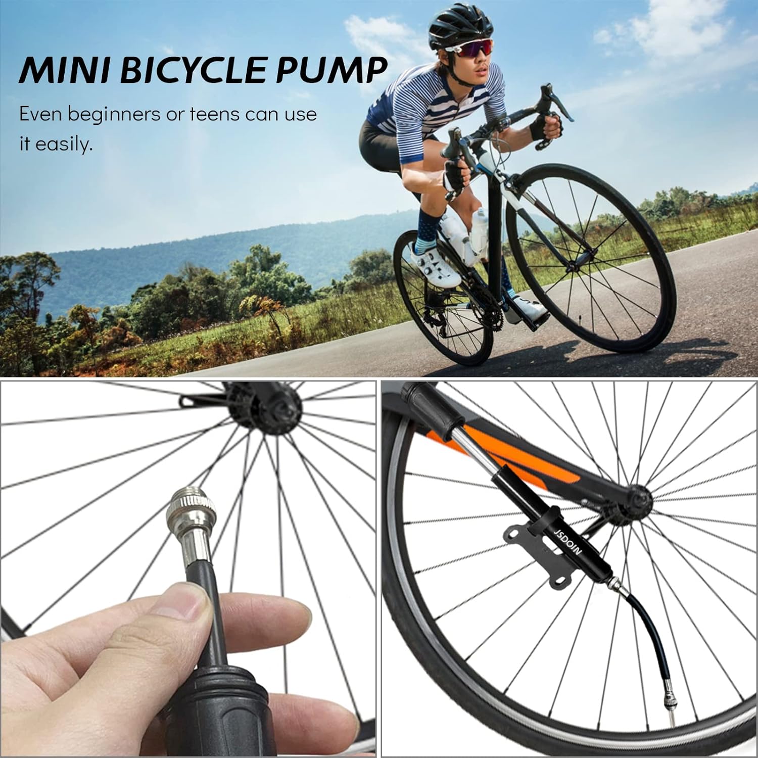 Jsdoin Portable Mini Bike Pump Fast Inflation - Image 5