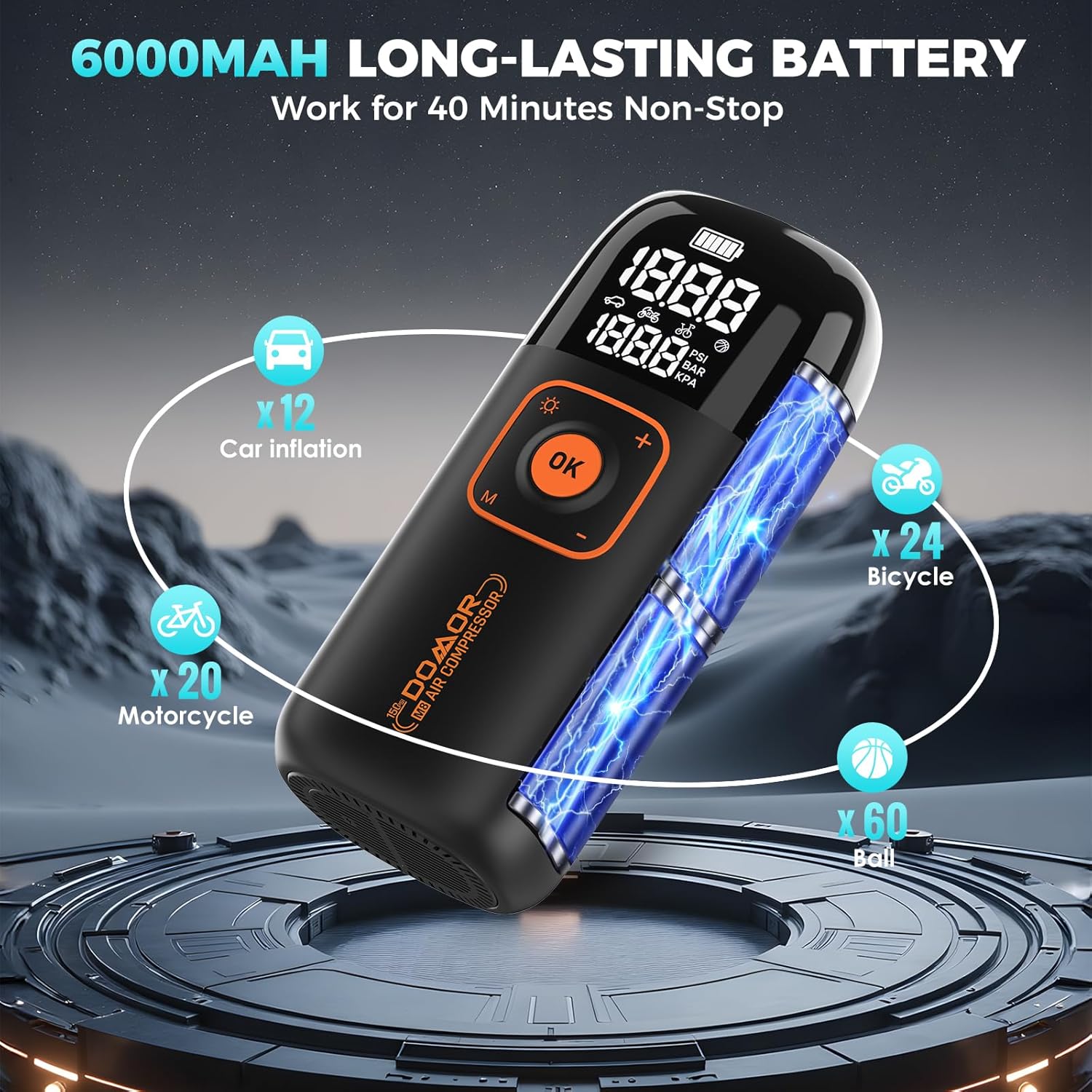 Cordless Bike Tyre Inflator, Portable USB - Image 3