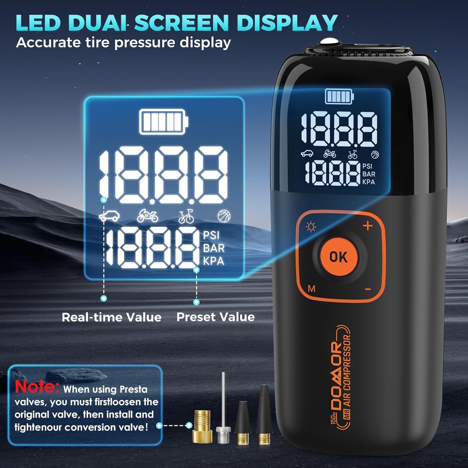 Cordless Bike Tyre Inflator, Portable USB - Image 4
