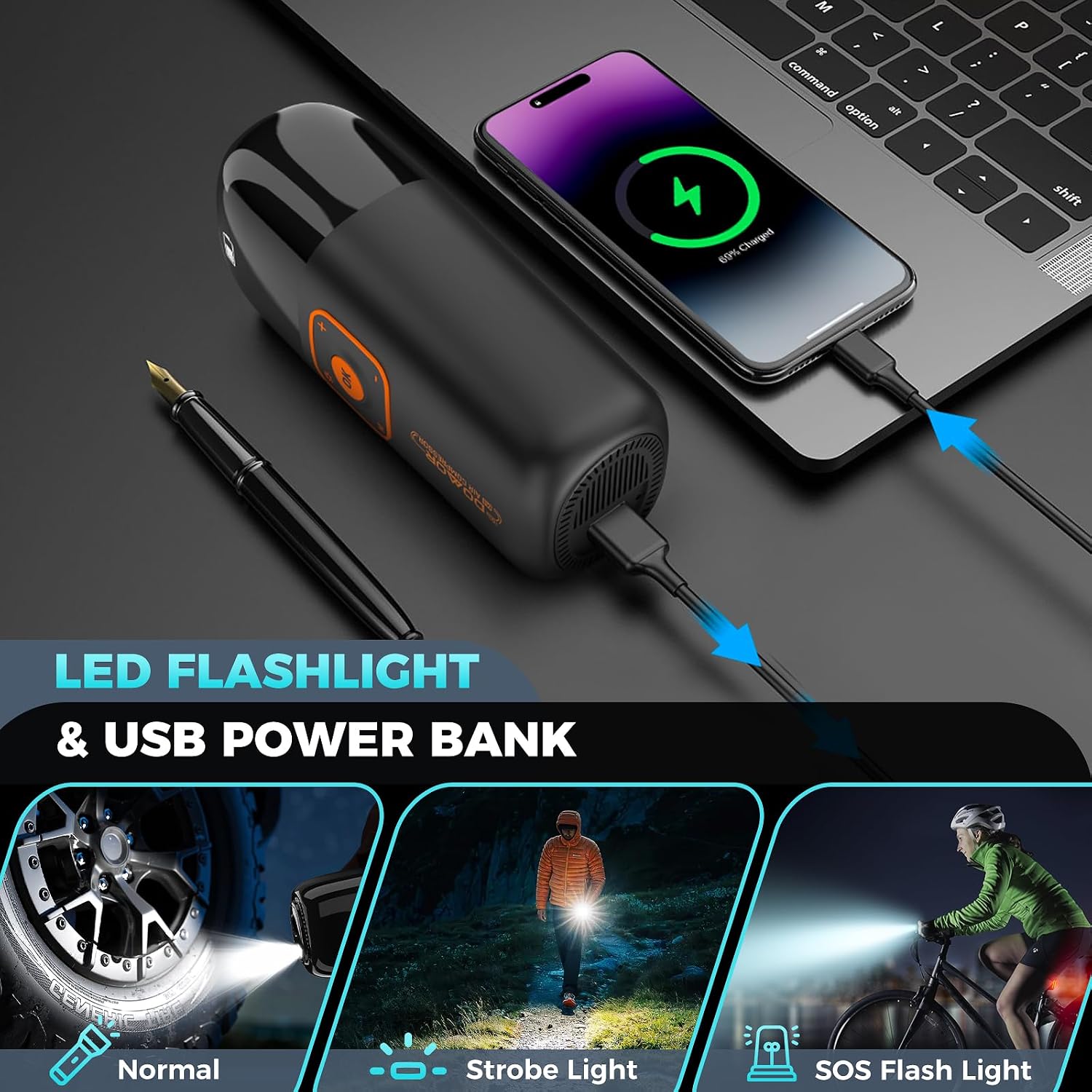 Cordless Bike Tyre Inflator, Portable USB - Image 6
