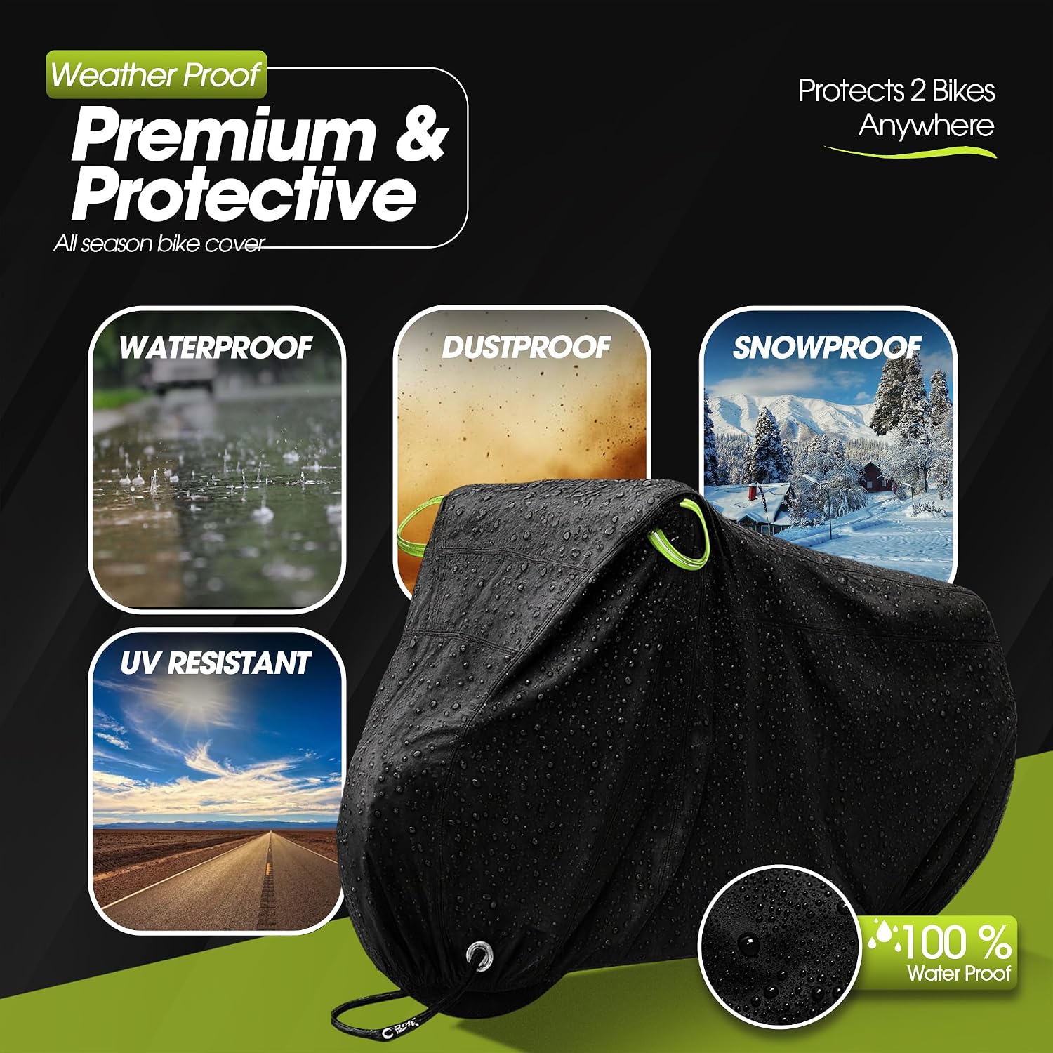 Rockoo Bike Cover for Outdoor Storage for 2 Bikes - Image 5