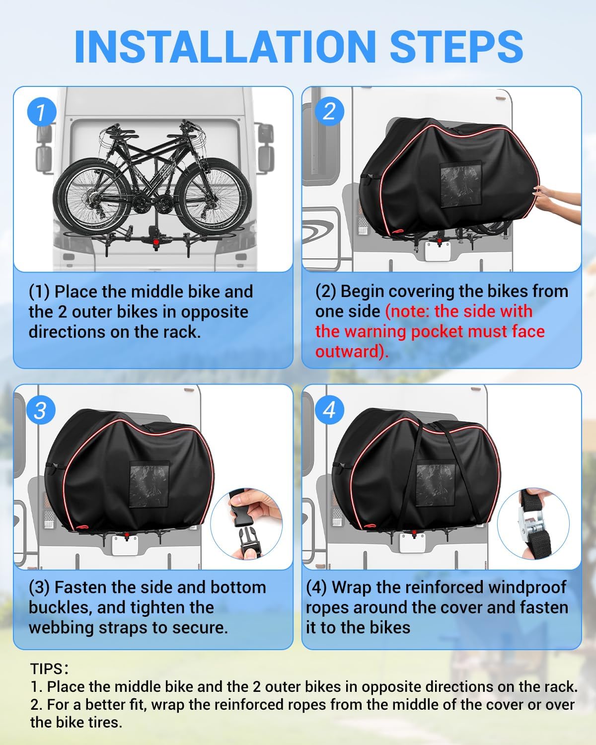 SUPAREE Motorhome Bike Covers for 3 Bikes - Image 8