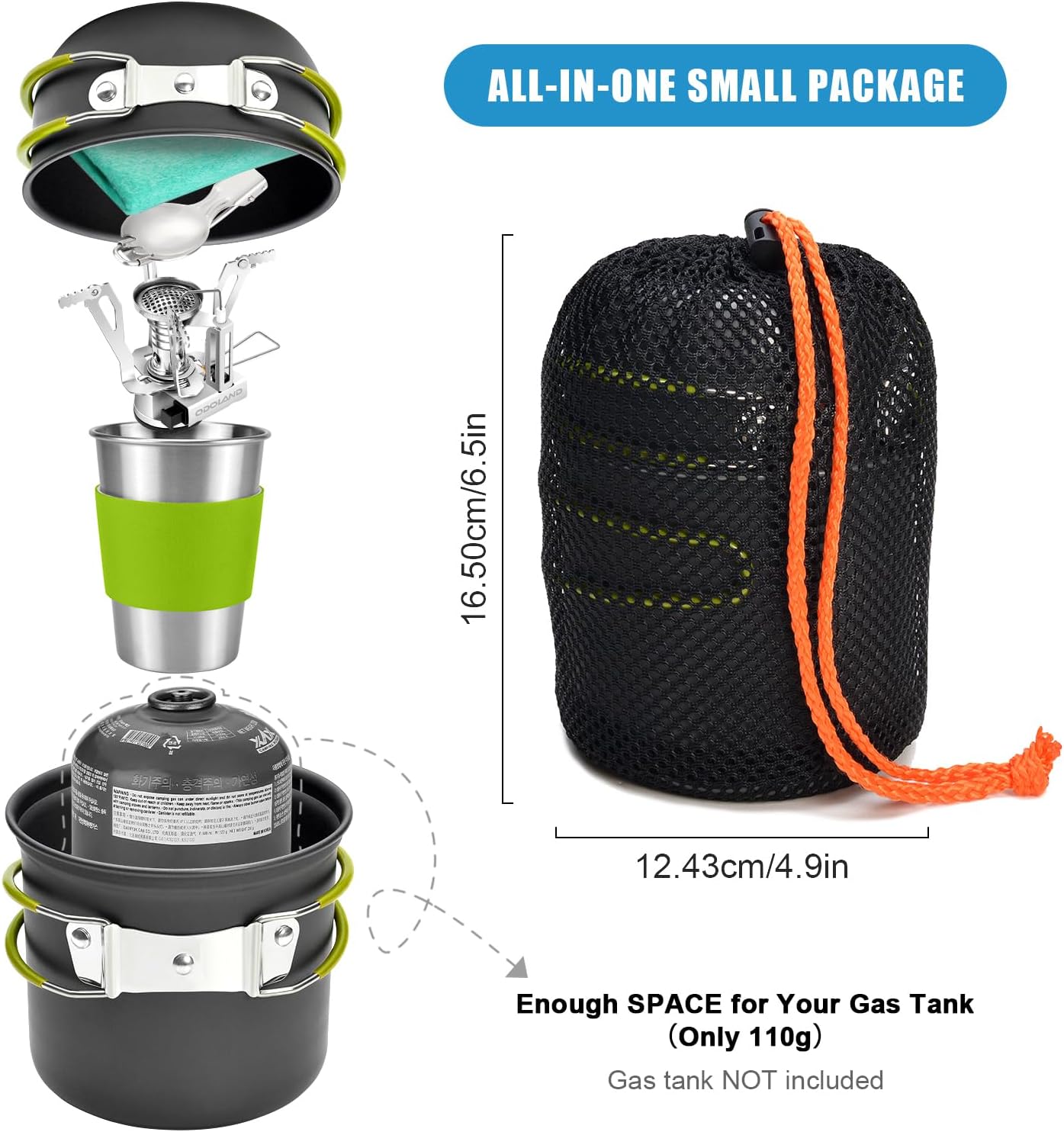 Odoland Camping Cookware Kit, Lightweight - Image 4