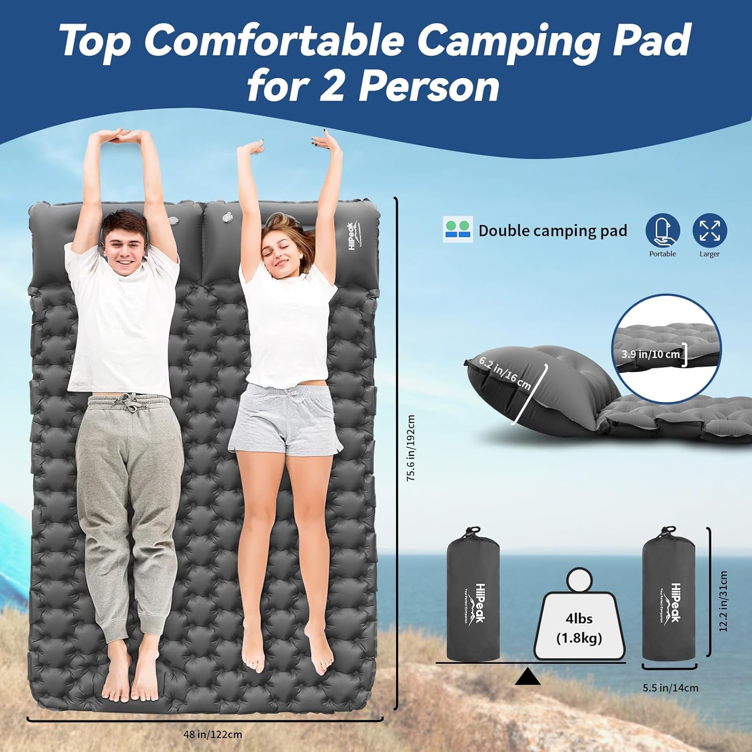 HiiPeak Sleeping Pad - Ultralight Inflatable Sleeping Mat - Image 3