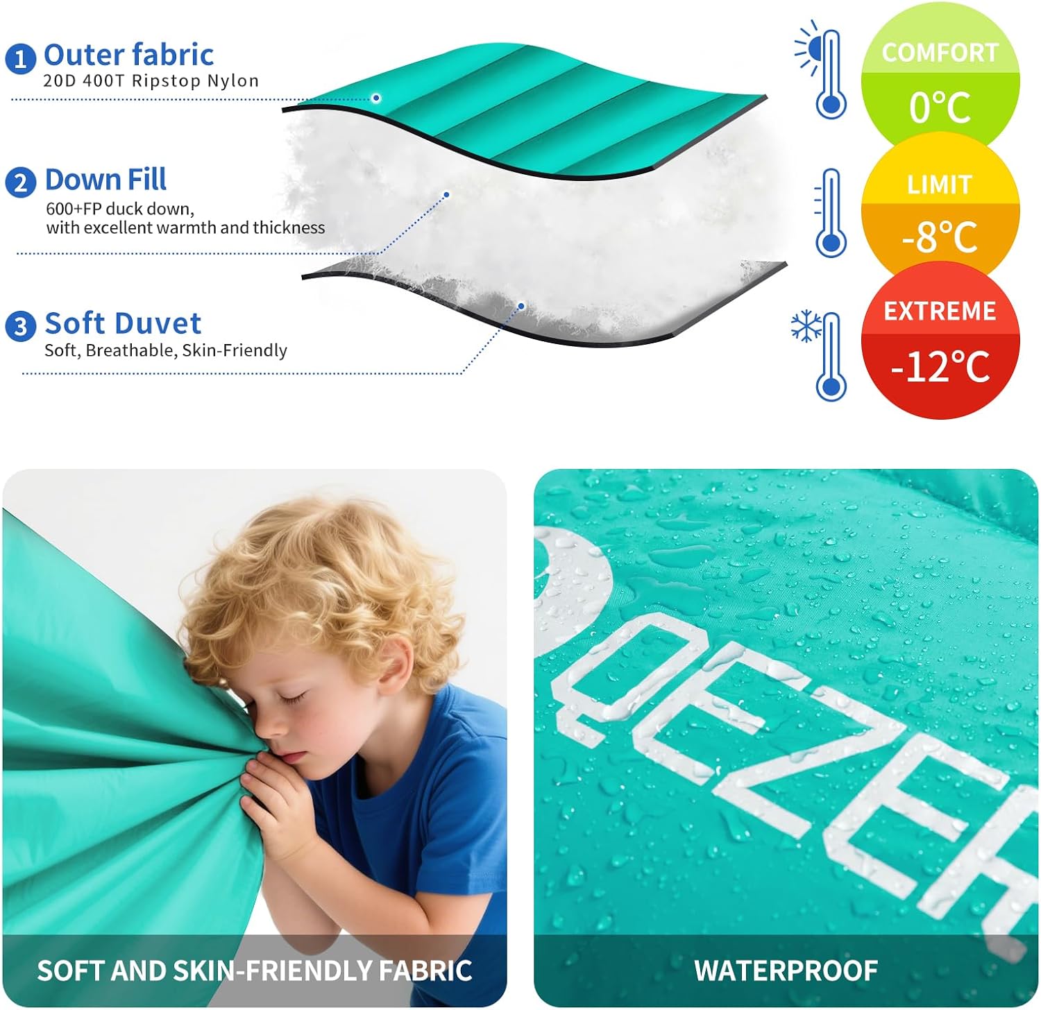 Down Sleeping Bag 4 Season, Lightweight - Image 4