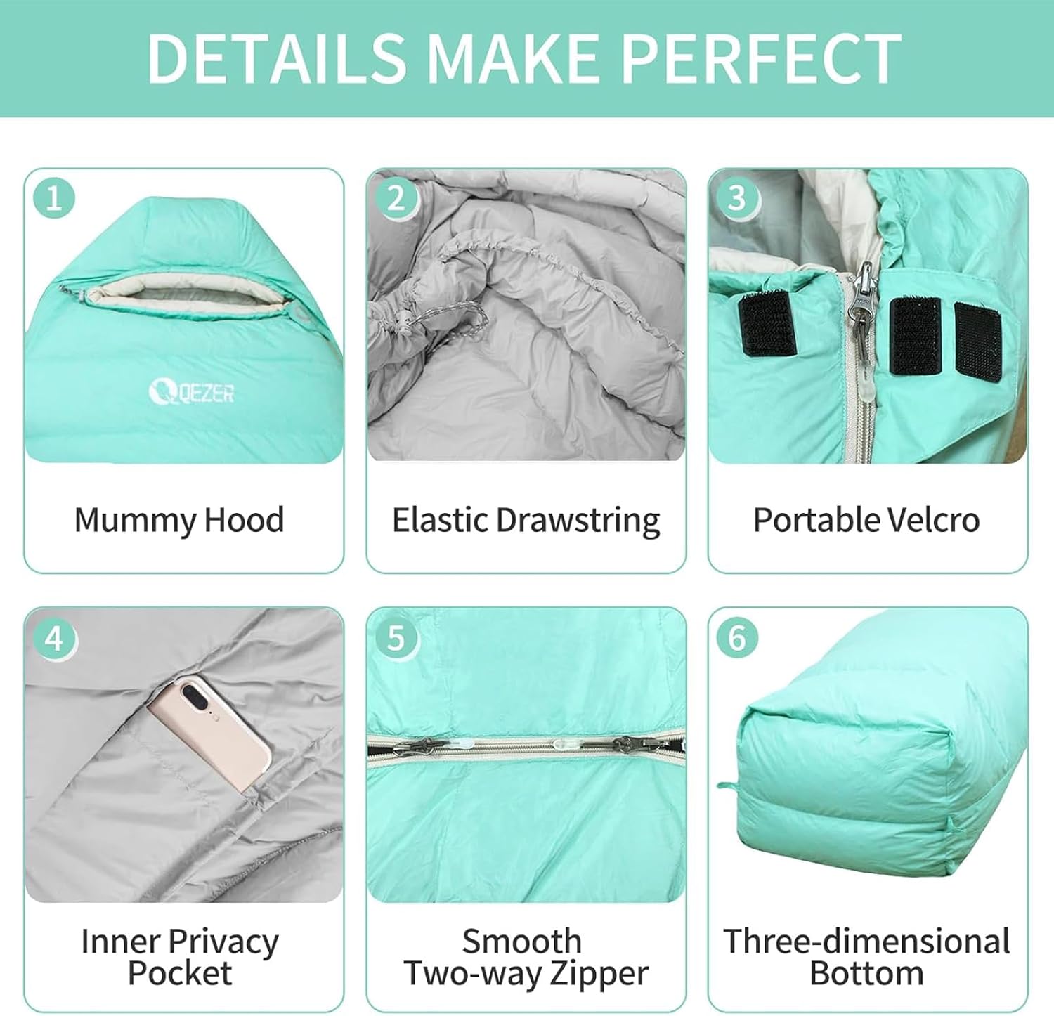 Down Sleeping Bag 4 Season, Lightweight - Image 6