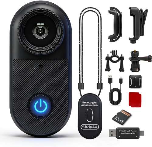 2.7K Mini Body Camera,35g Wearable Action camera,Graphite Black.