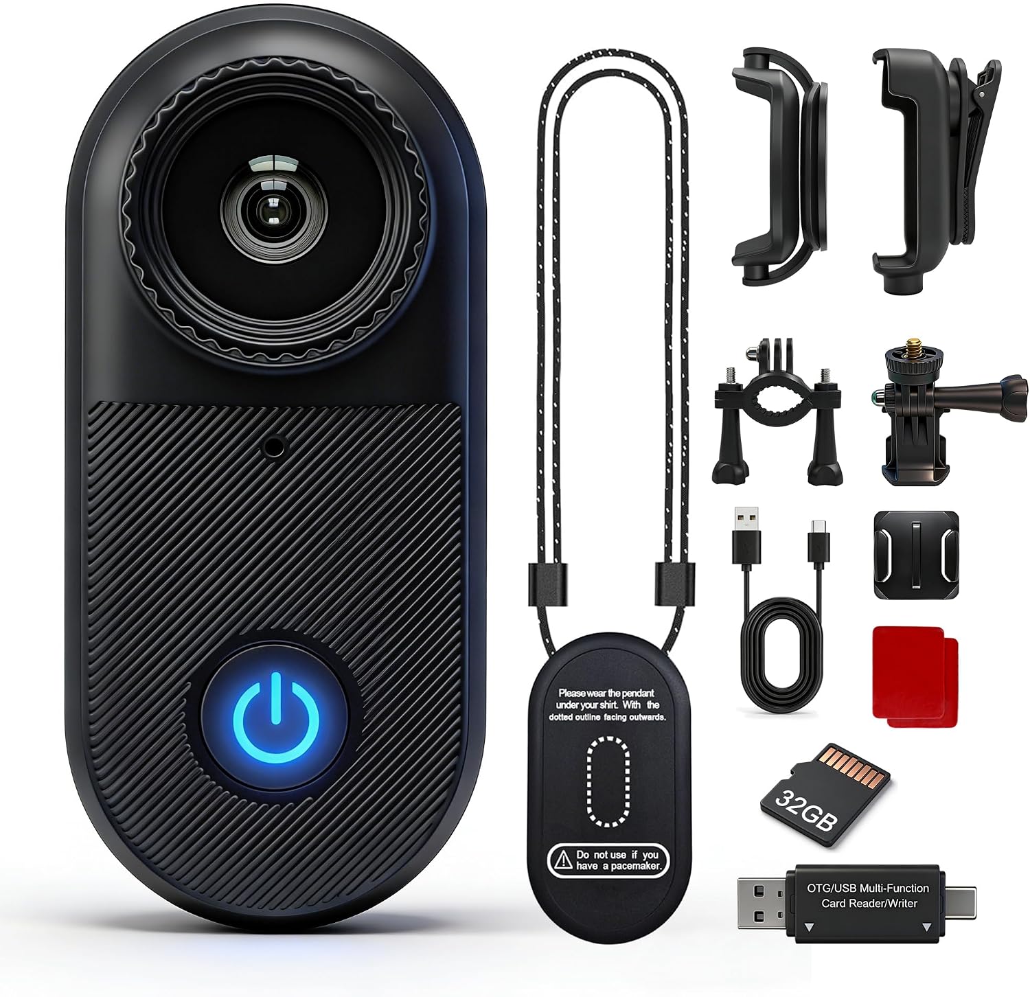 2.7K Mini Body Camera,35g Wearable Action camera,Graphite Black.