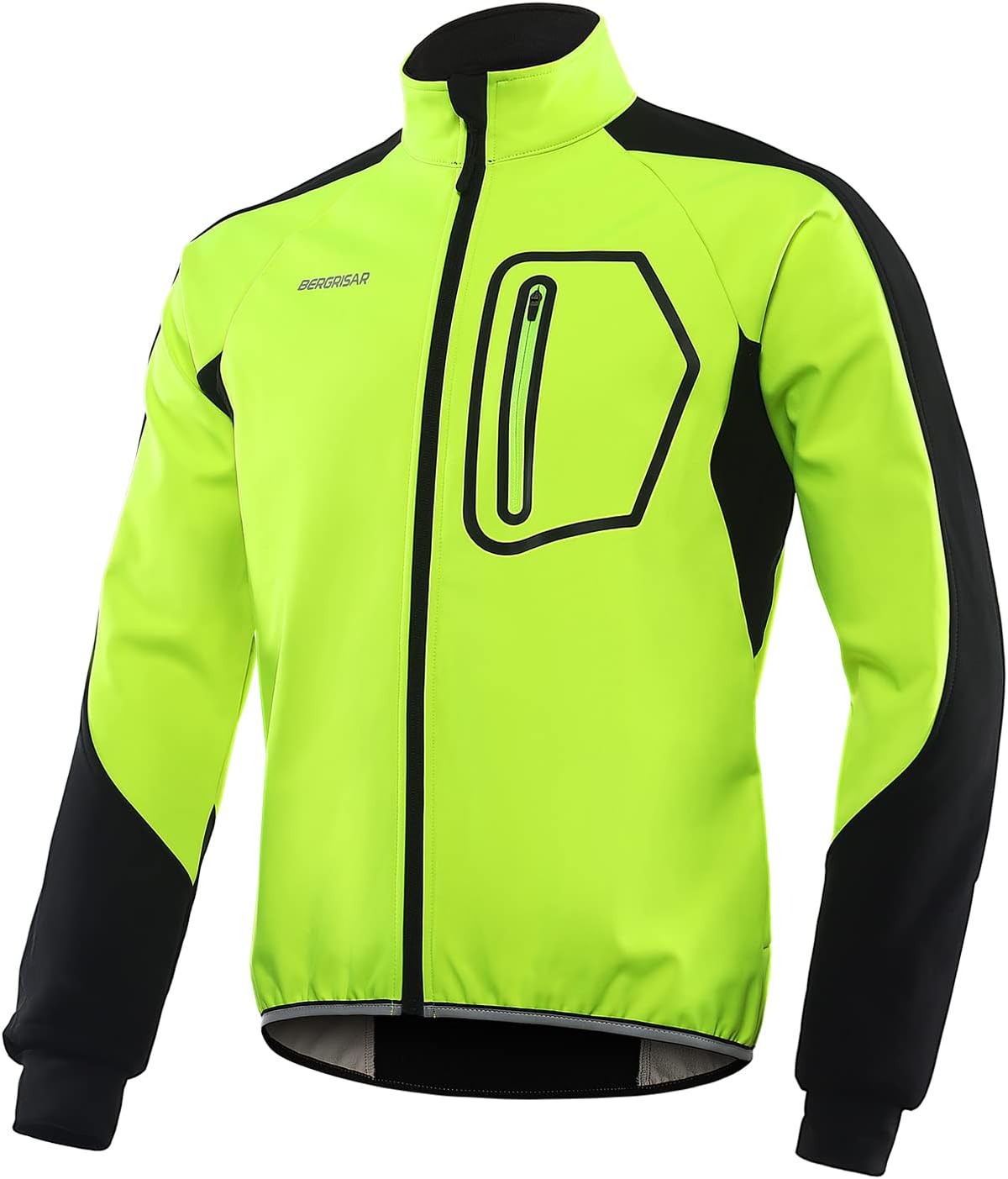 BERGRISAR Men's Waterproof Thermal Cycling Jacket - Windproof Breathable Winter Bike Windbreaker with 4 Pockets