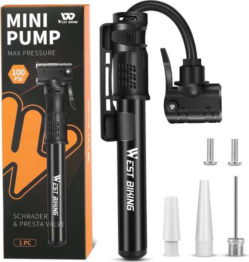 Bicycle Pump Mini Bike Pump Aluminum Alloy Cycle Pump for Presta & Schrader Valve, Portable Lightweight Bike Tyre Pump Fast Tyre Inflation Mini Air Pump For Mountain Road Bike Ball Pump