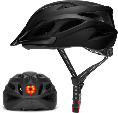 Bike Helmet Adult with Light, Cycle Helmet 57-62cm for Unisex Men Women