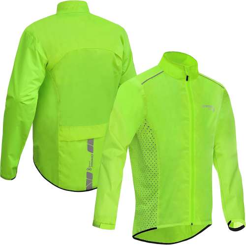 Brisk Bike Cycling Rain Jackets for Men Lightweight & Waterproof Cycling Jacket High Vis Full Sleeves Breathable Reflective Cycling Jacket for Running & Outdoor Activities
