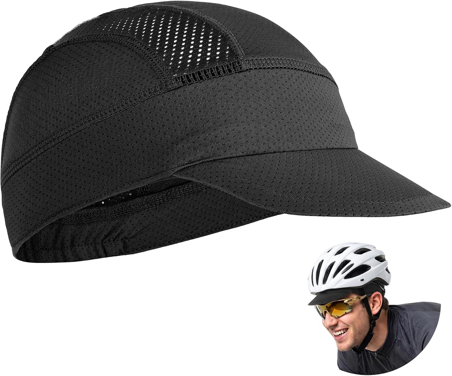 Cooling Mesh Cycling Caps Under Helmet, Cycling Skull Cap Helmet Liner, Wicking Mesh Cycling Caps, Sun Protection Cycle Hat, Lightweight Summer Cycling Cap for Running Workout