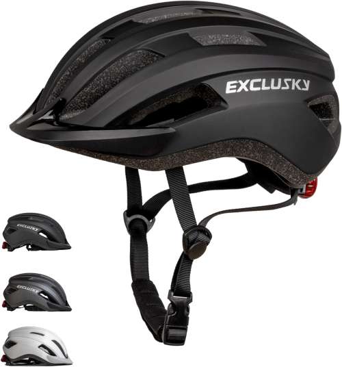 Exclusky Bike Helmet Men Women Cycle Helmet with Light Breathable MTB Mountain Bicycle Helmet for Adult Road Cycling Helmet 56-61cm