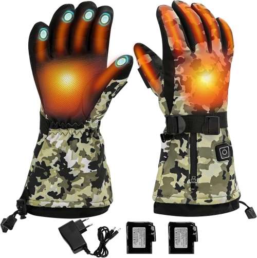 Heated Gloves, Podazz Rechargeable Heated Gloves with 7.4V 3000mAh Battery Powered Waterproof Hand Warmer Gloves, 3 Levels Heated Thermal for Cold Winter Cycling,Skiing,Hunting