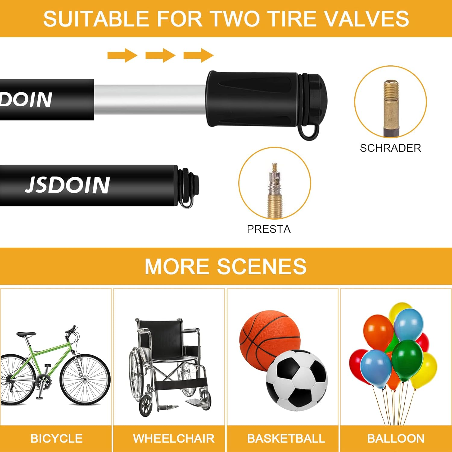 Jsdoin Portable Mini Bike Pump Fast Inflation - Image 2