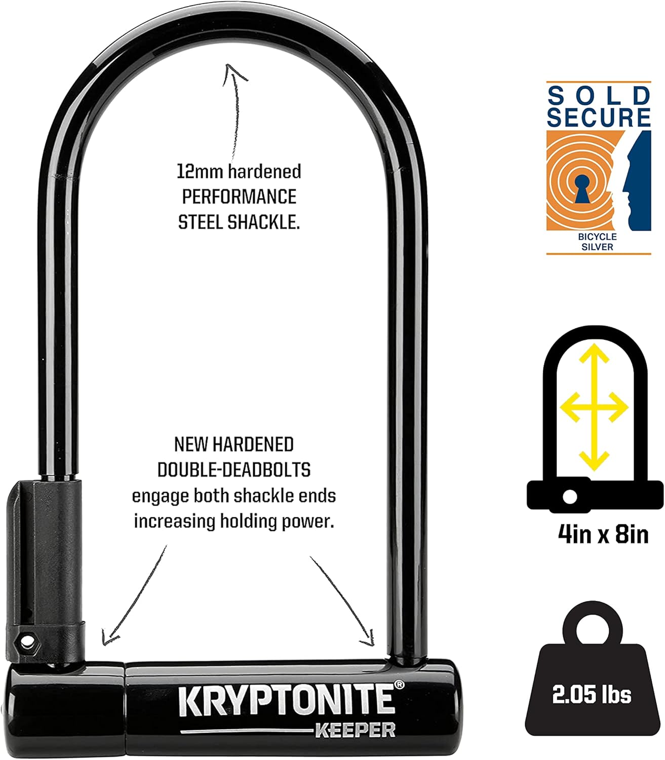 Kryptonite Keeper Bike U-Lock Standard with Braided Steel Cable - Image 2