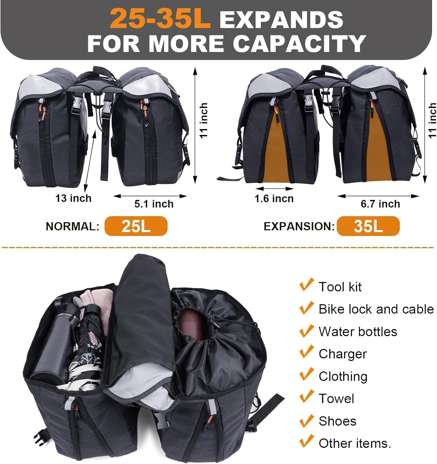 NDakter Bike Panniers, 35L Waterproof - Image 2