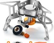 Odoland 3500W Windproof Camping Gas Stove Portable Collapsible Outdoor Camping Stove with Piezo Ignition Backpacking Stove for Outdoor Cooking Hiking Picnic and Trekking