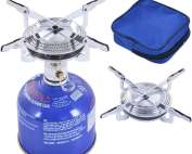 Portable Mini Gas Burner - Titanium Camping Cookware Set for Outdoor Picnic and BBQ - 17x7cm