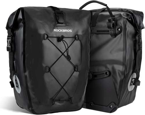 ROCKBROS Bike Pannier Bag 100% Waterproof, 25L-32L Rear Rack Bike Bag