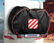 SUPAREE Bike Cover Waterproof 2 Bikes Bicycle Covers for Outside Storage Bike Cover Transport 420D Oxford with Warning Sign Pocket Rainproof Tear-resistant for Motorhome Hitch-mounted Racks