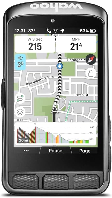 Wahoo Fitness ELEMNT ACE Cycling Computer, 3.8, Black