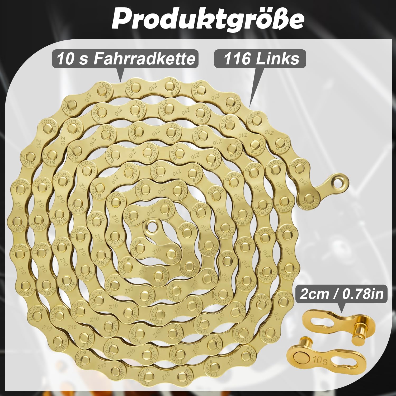10-Speed Bike Chain, 116 Links, Compatible with 10-Speed Systems - Image 2