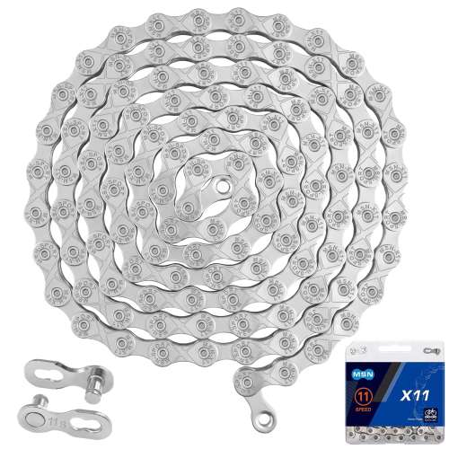 11-Speed Bike Chain, 116 Links, Compatible with 11-Speed Systems, for Road Bikes and MTBs, Durable & Lightweight Alloy Steel
