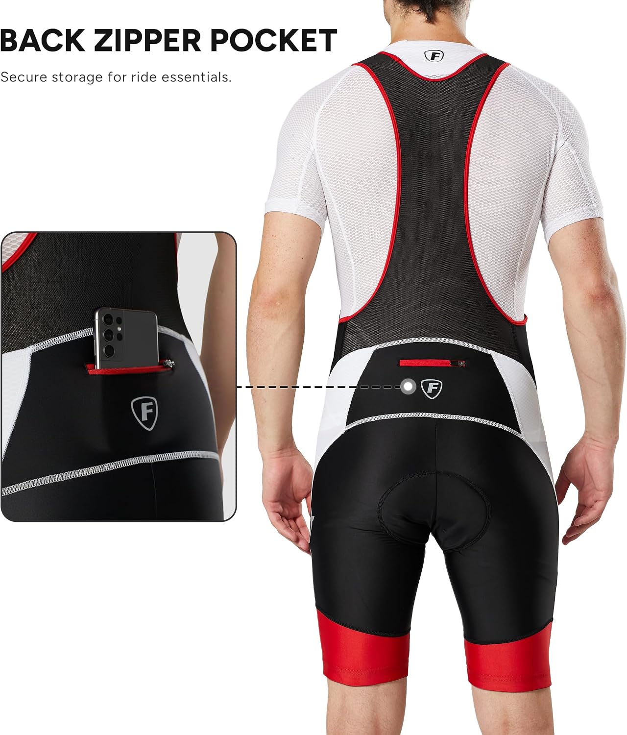 FDX Cycling Bib Shorts Mens 4D Padded Breathable - Image 3