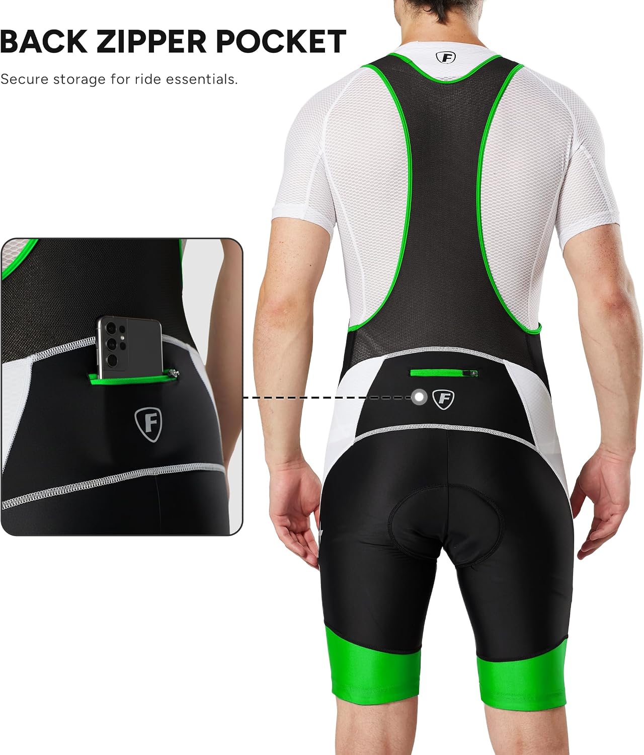 FDX Cycling Bib Shorts Mens 4D Padded Breathable - Image 3
