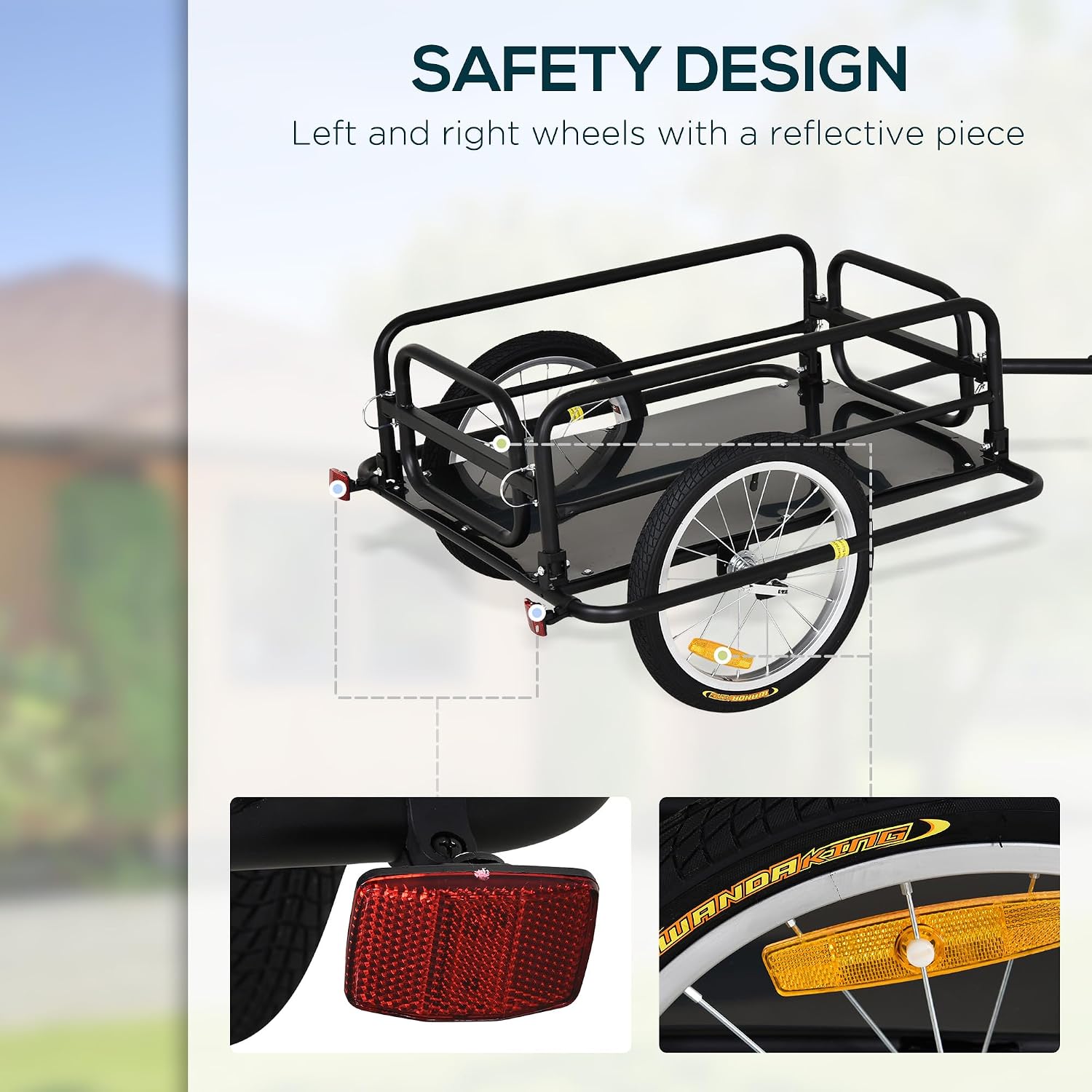 HOMCOM Bike Trailer Cargo Steel Frame - Image 3