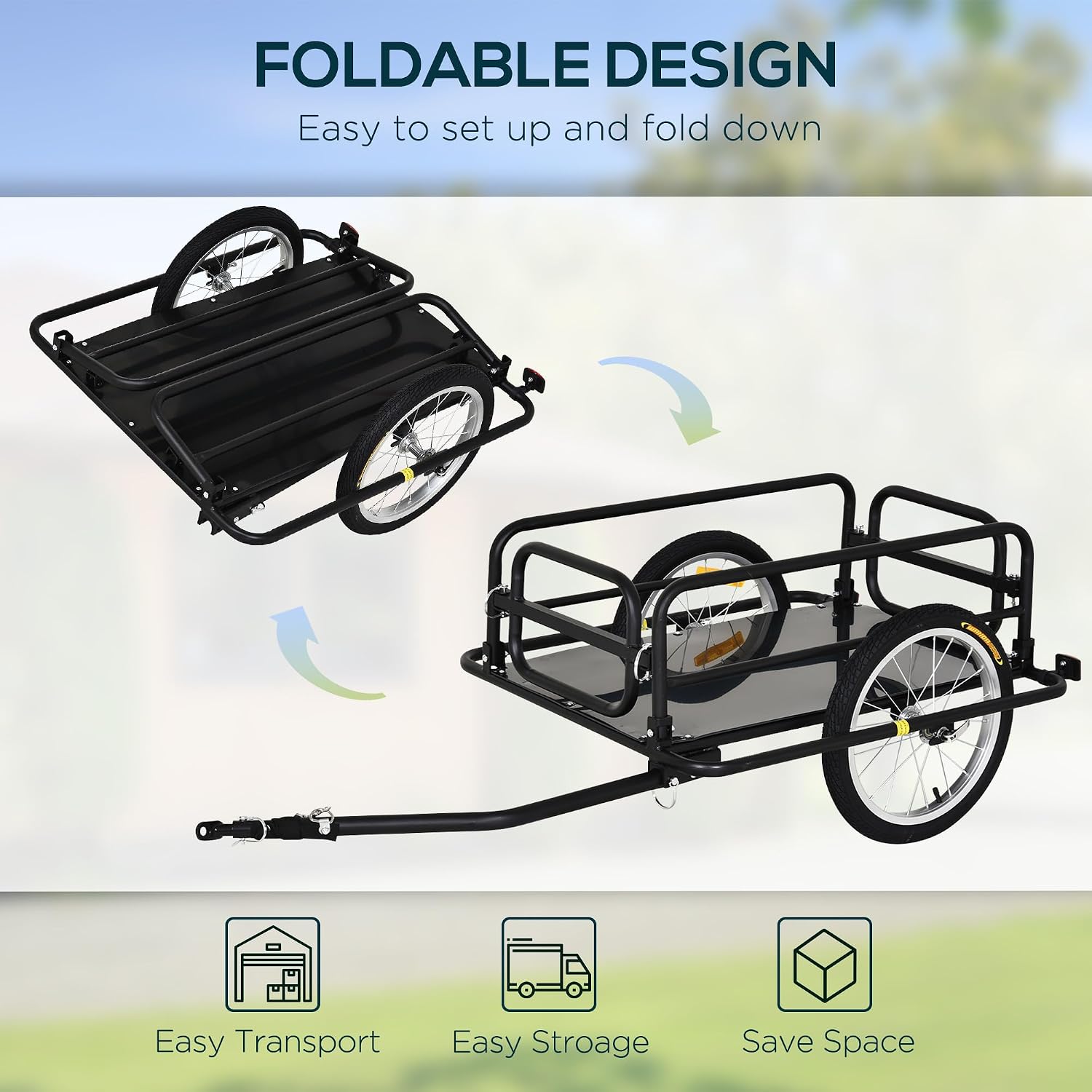 HOMCOM Bike Trailer Cargo Steel Frame - Image 4