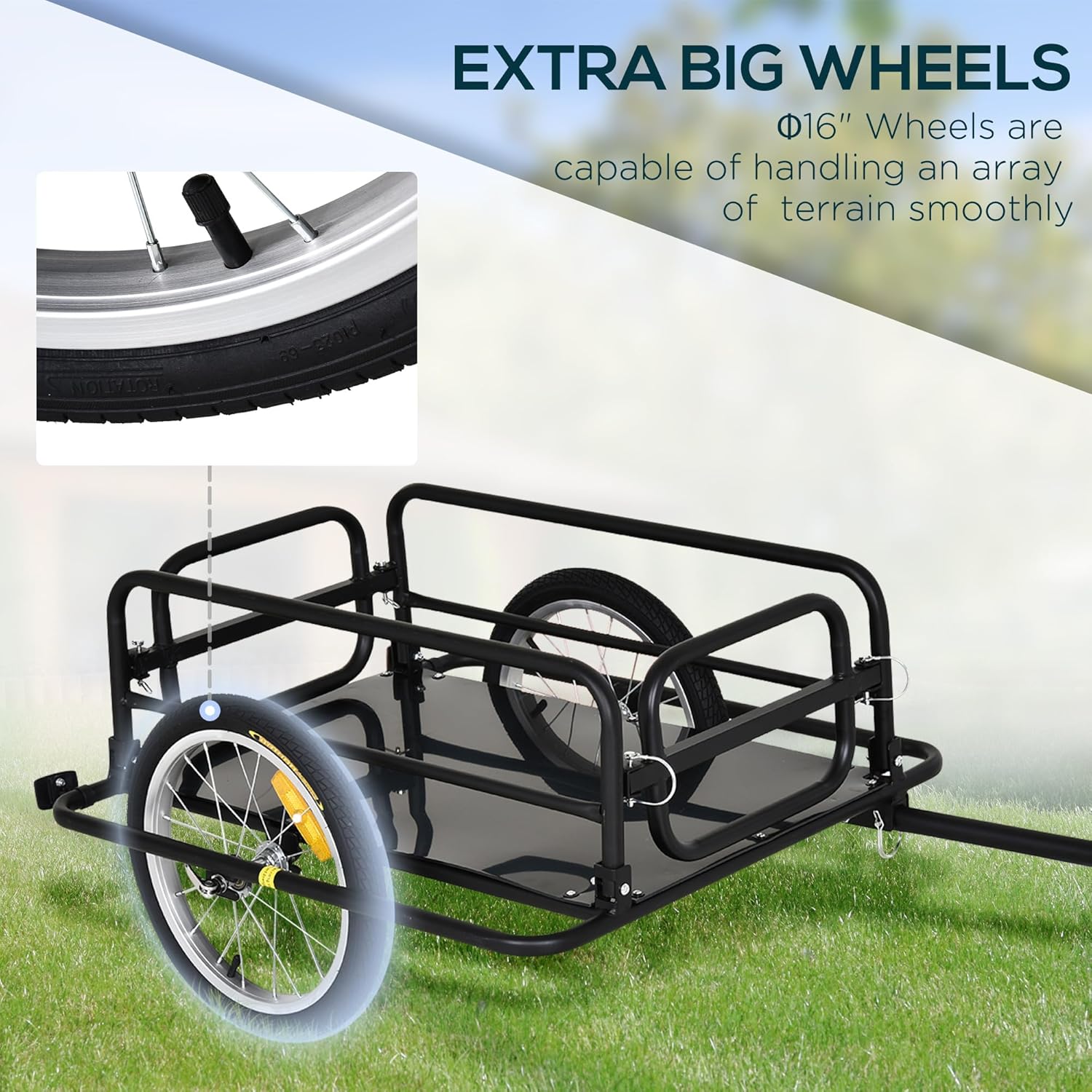 HOMCOM Bike Trailer Cargo Steel Frame - Image 5