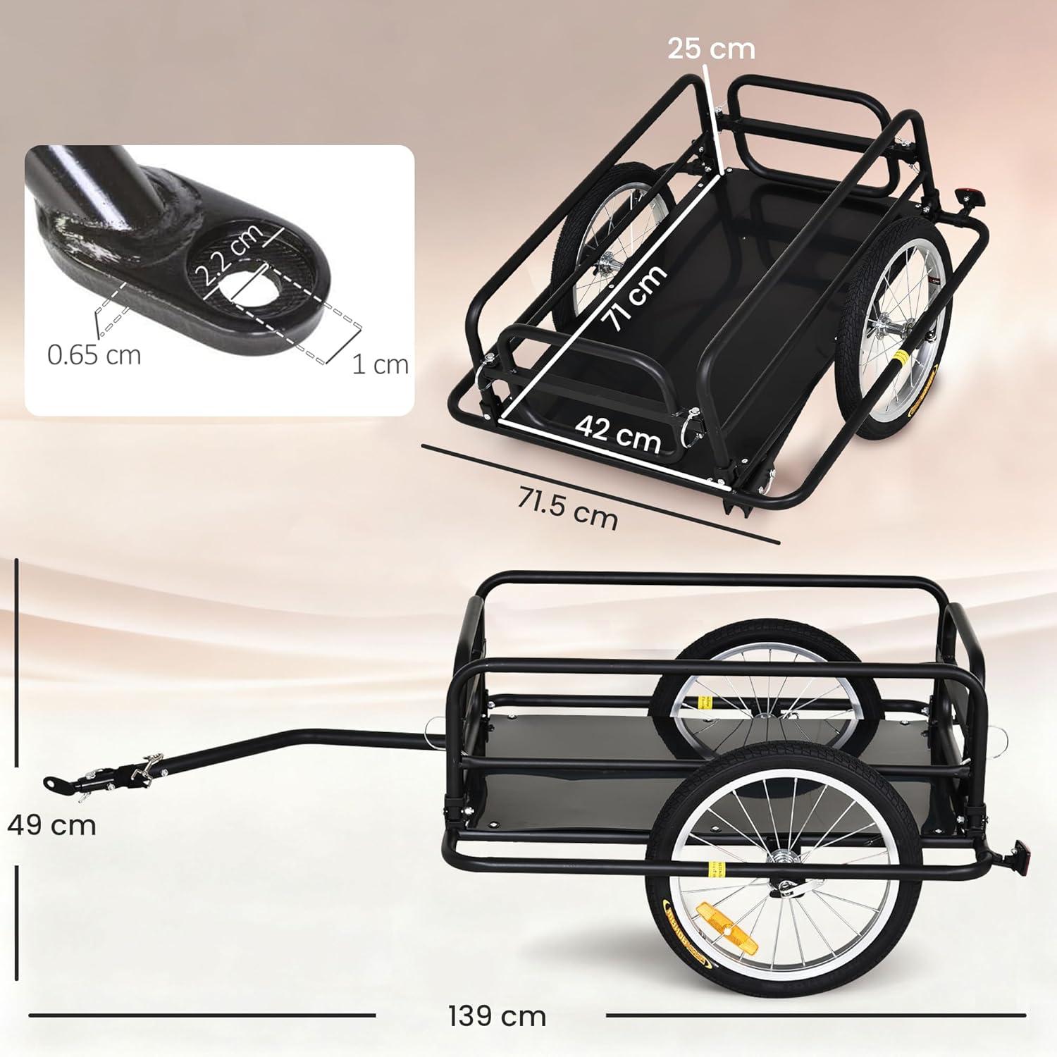 HOMCOM Bike Trailer Cargo Steel Frame - Image 7